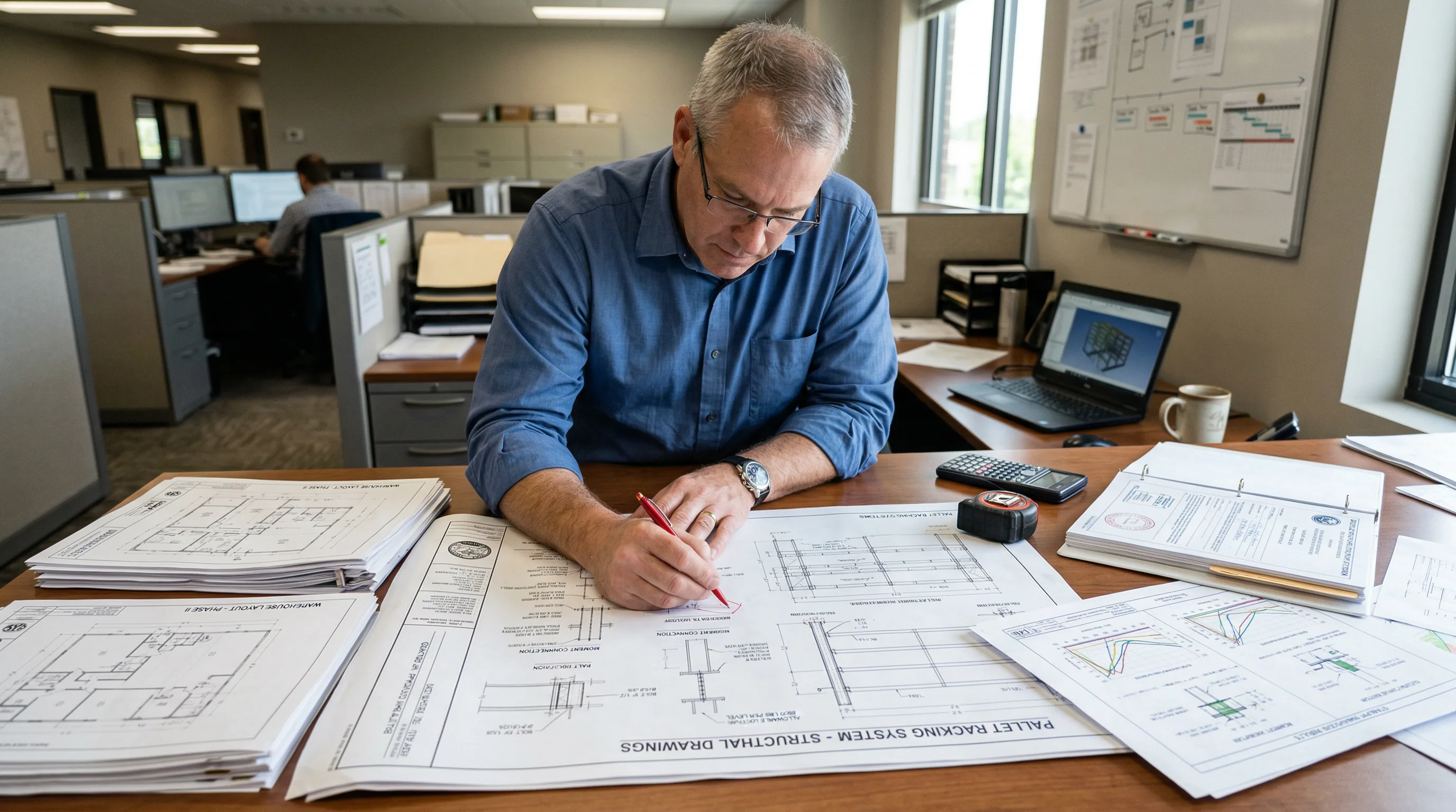 Pallet racking engineering drawings and permit documentation for Chesapeake VA warehouses